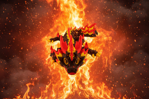 3d printed baby firestorm dragon in flames