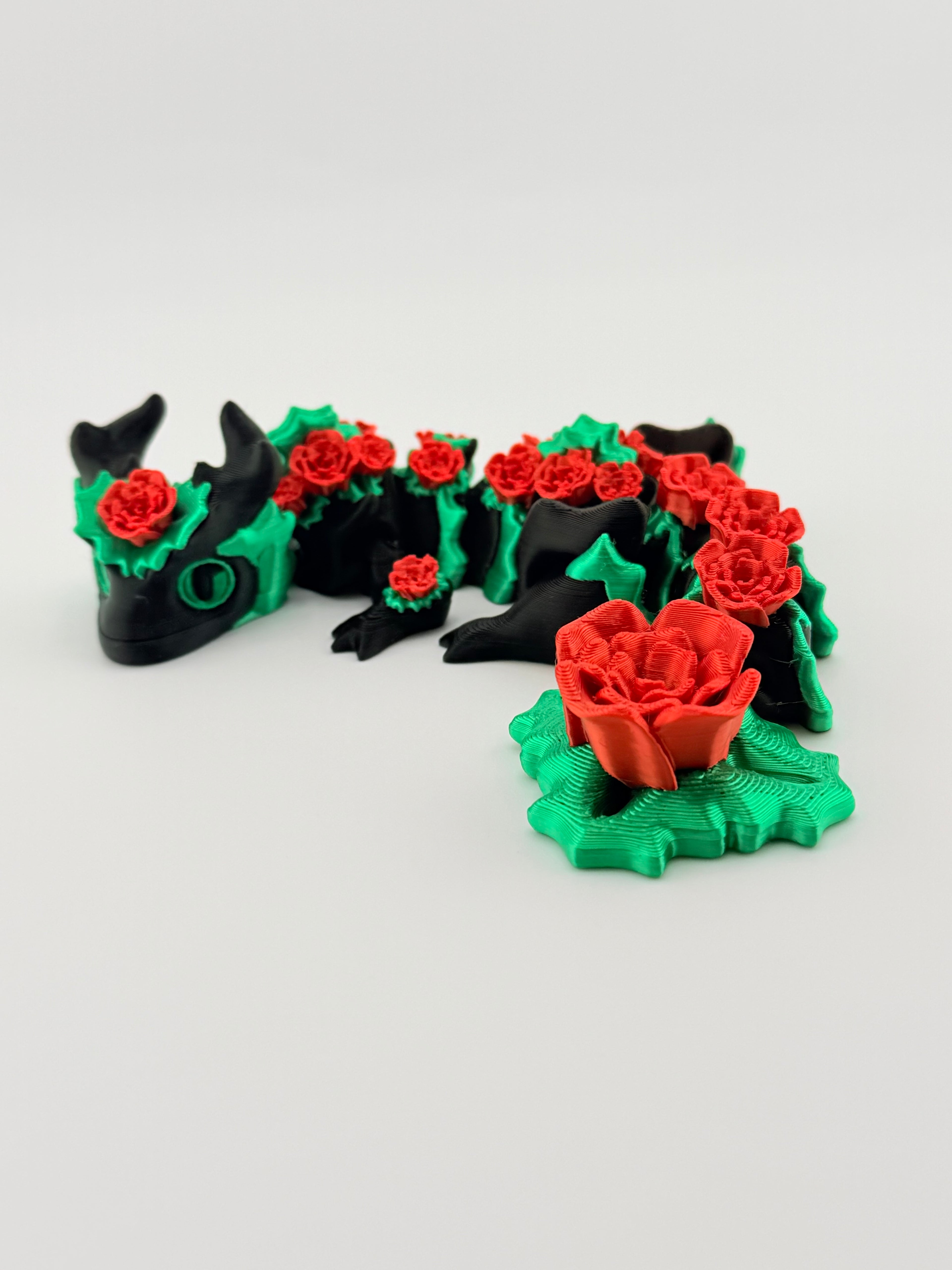 3D printed black rose dragon articulated