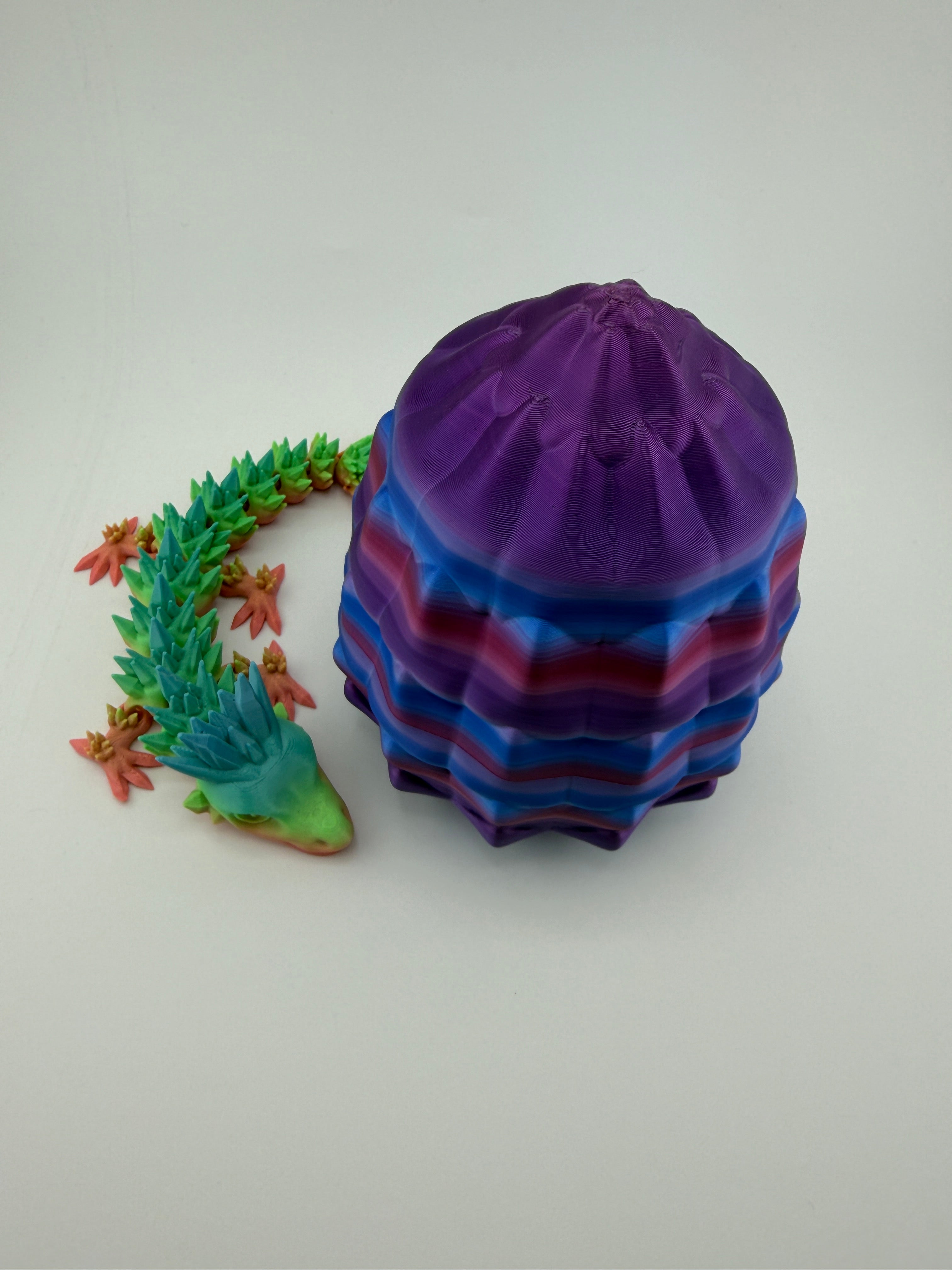 Large Rainbow Dragon Egg with 8" Dragon