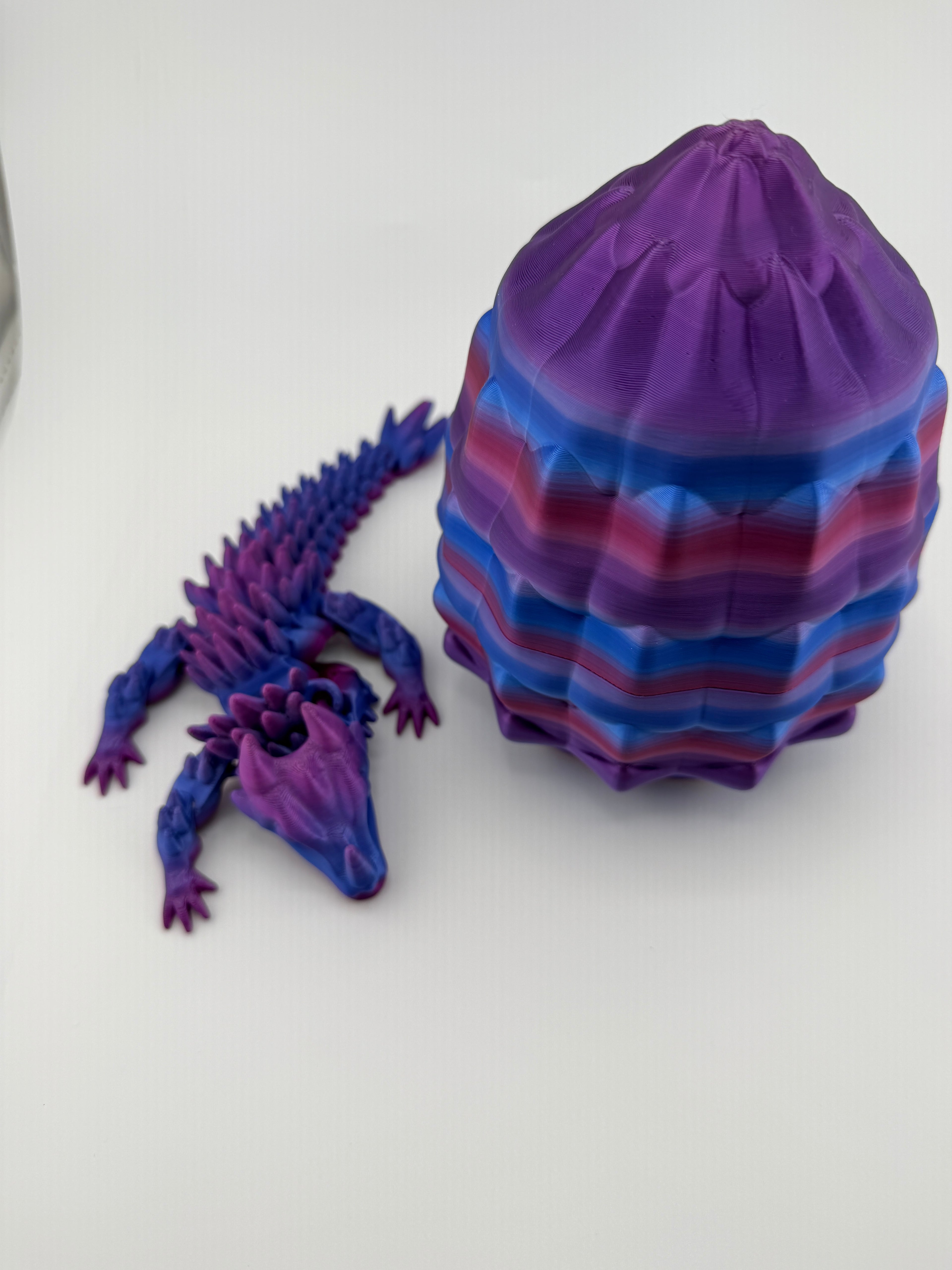 Large Rainbow Dragon Egg with 8" Dragon