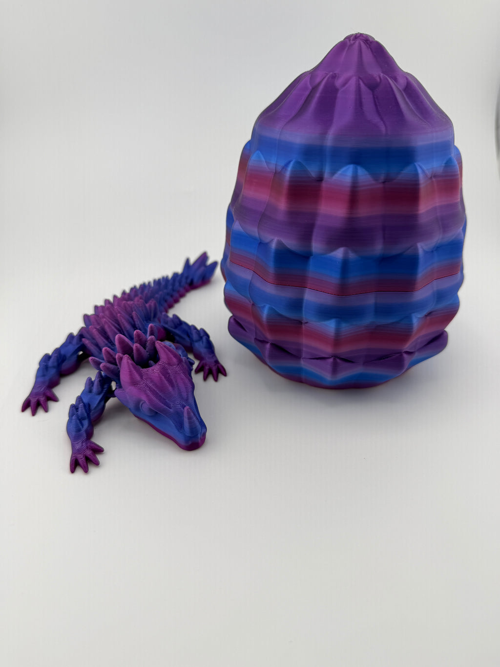 Large Rainbow Dragon Egg with 8" Dragon