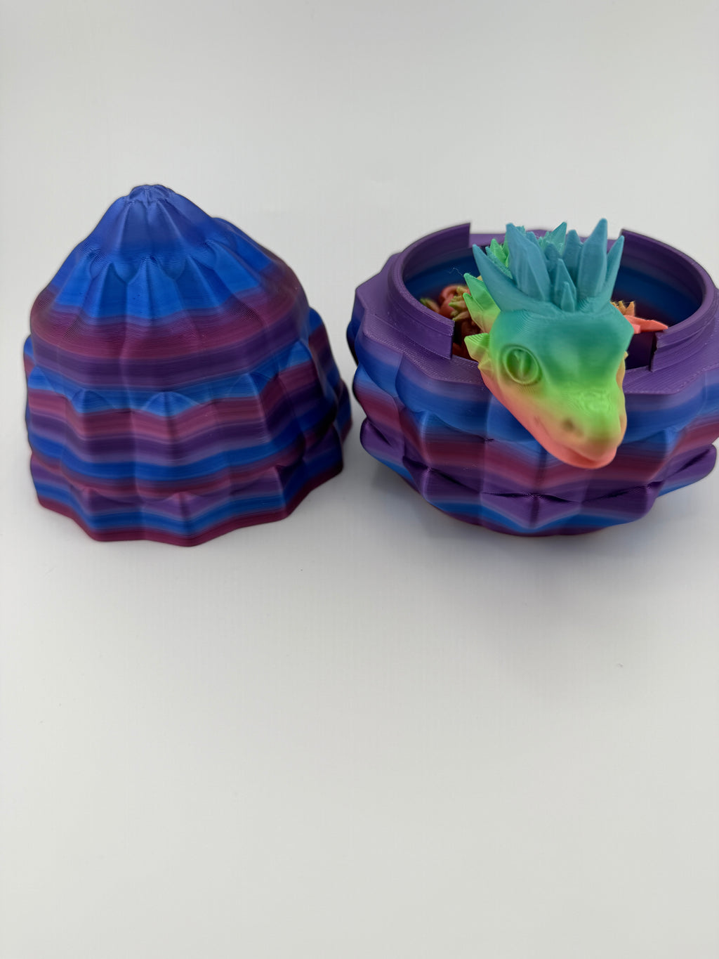 Large Rainbow Dragon Egg with 8" Dragon