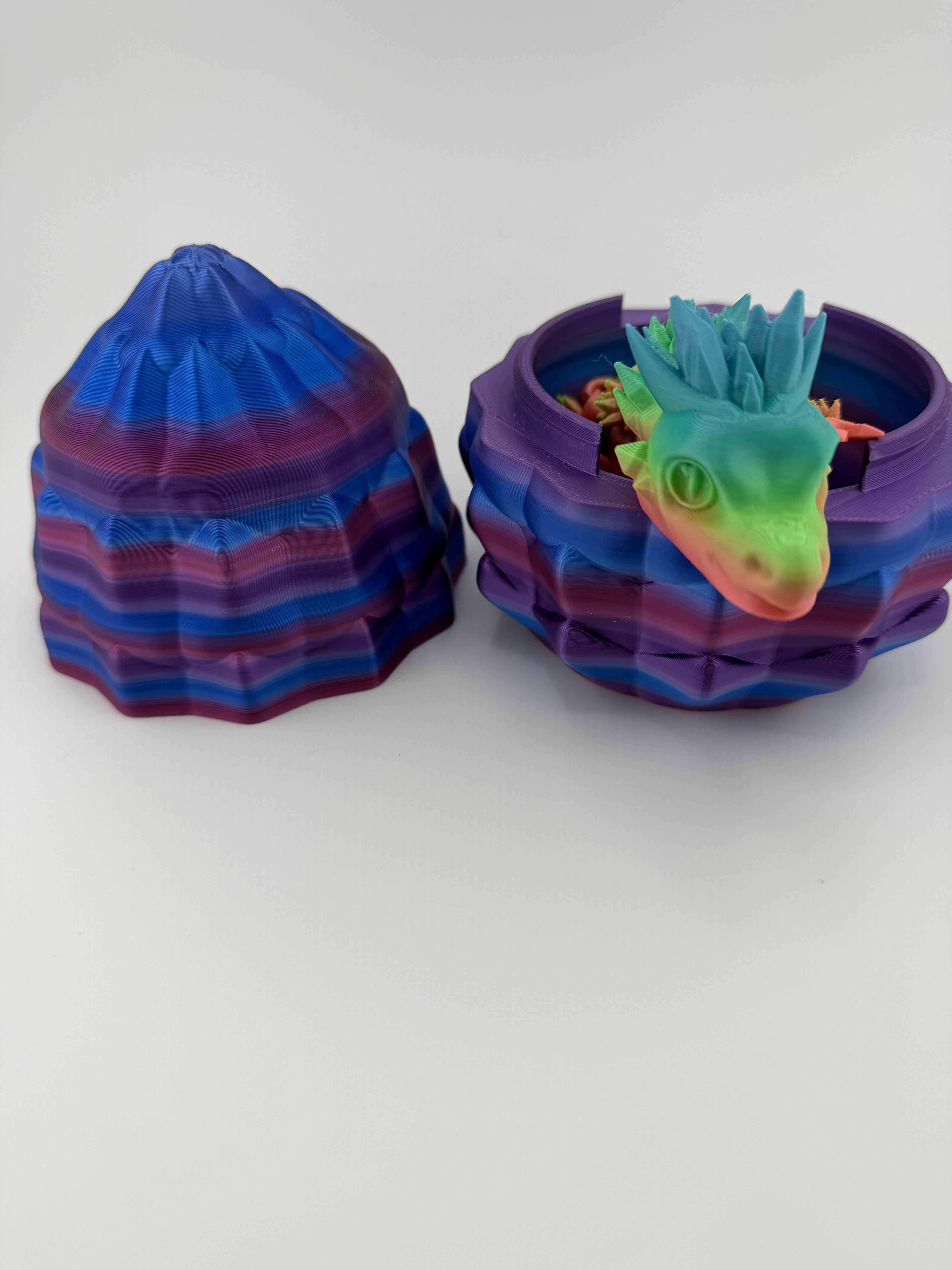 Large Rainbow Dragon Egg with 8" Dragon