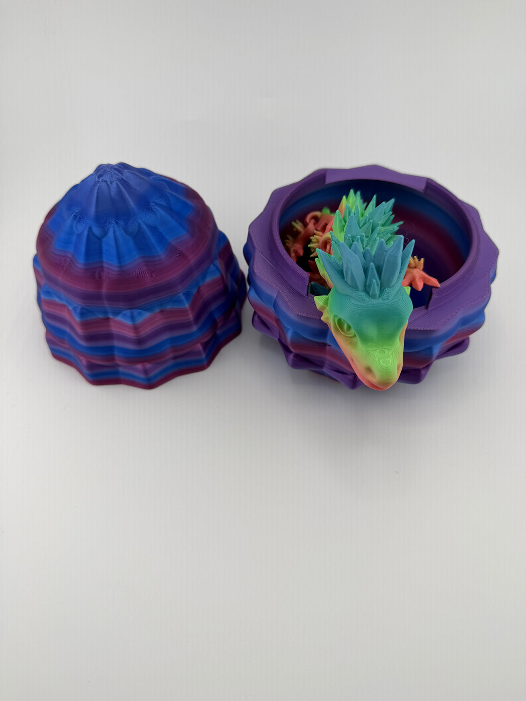 Large Rainbow Dragon Egg with 8" Dragon