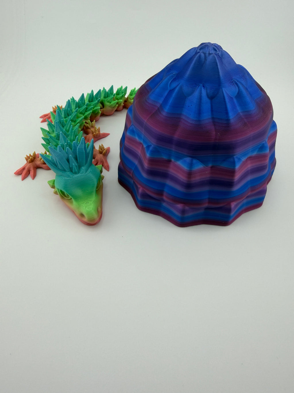 Large Rainbow Dragon Egg with 8" Dragon