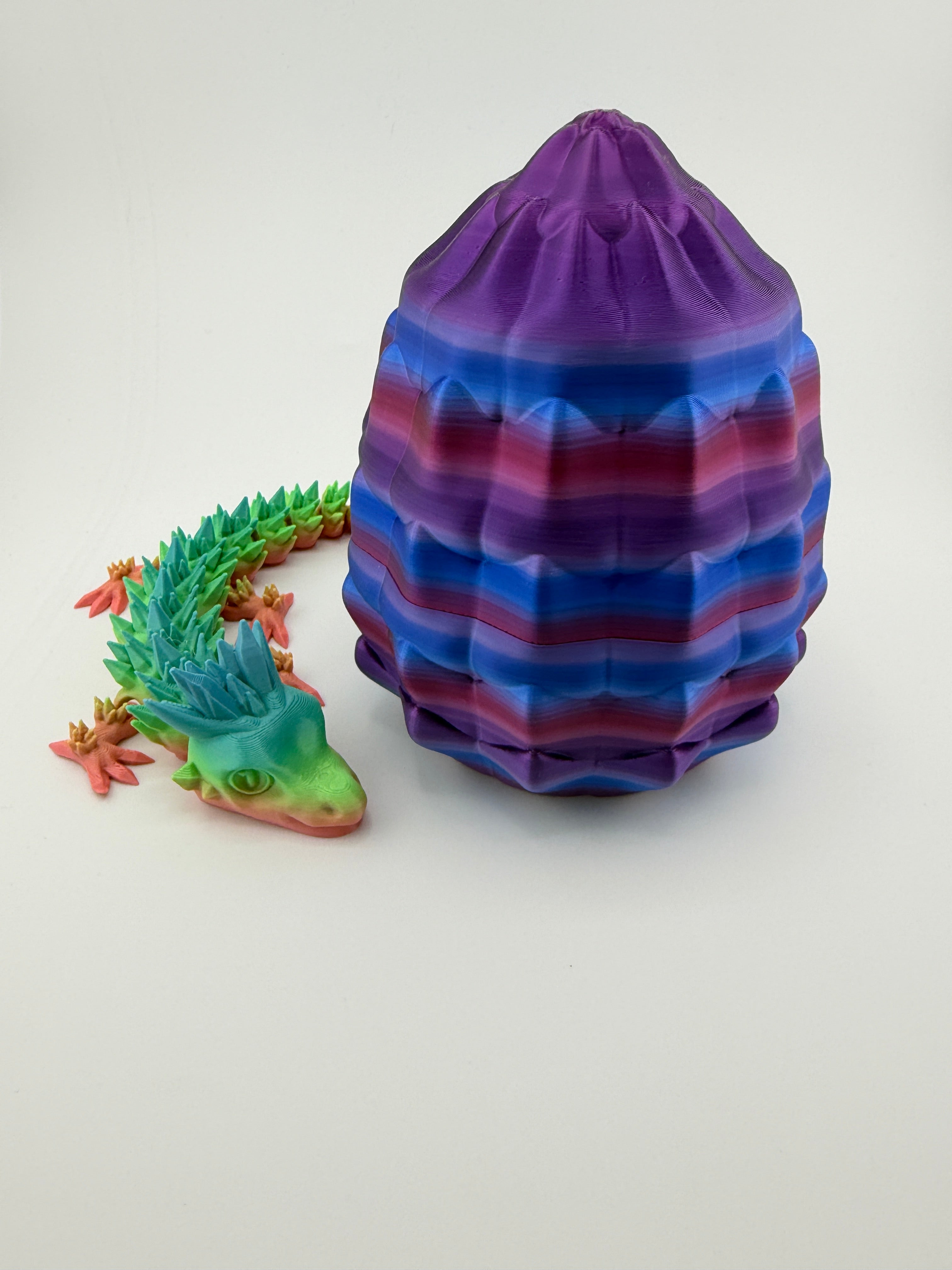 Large Rainbow Dragon Egg with 8" Dragon