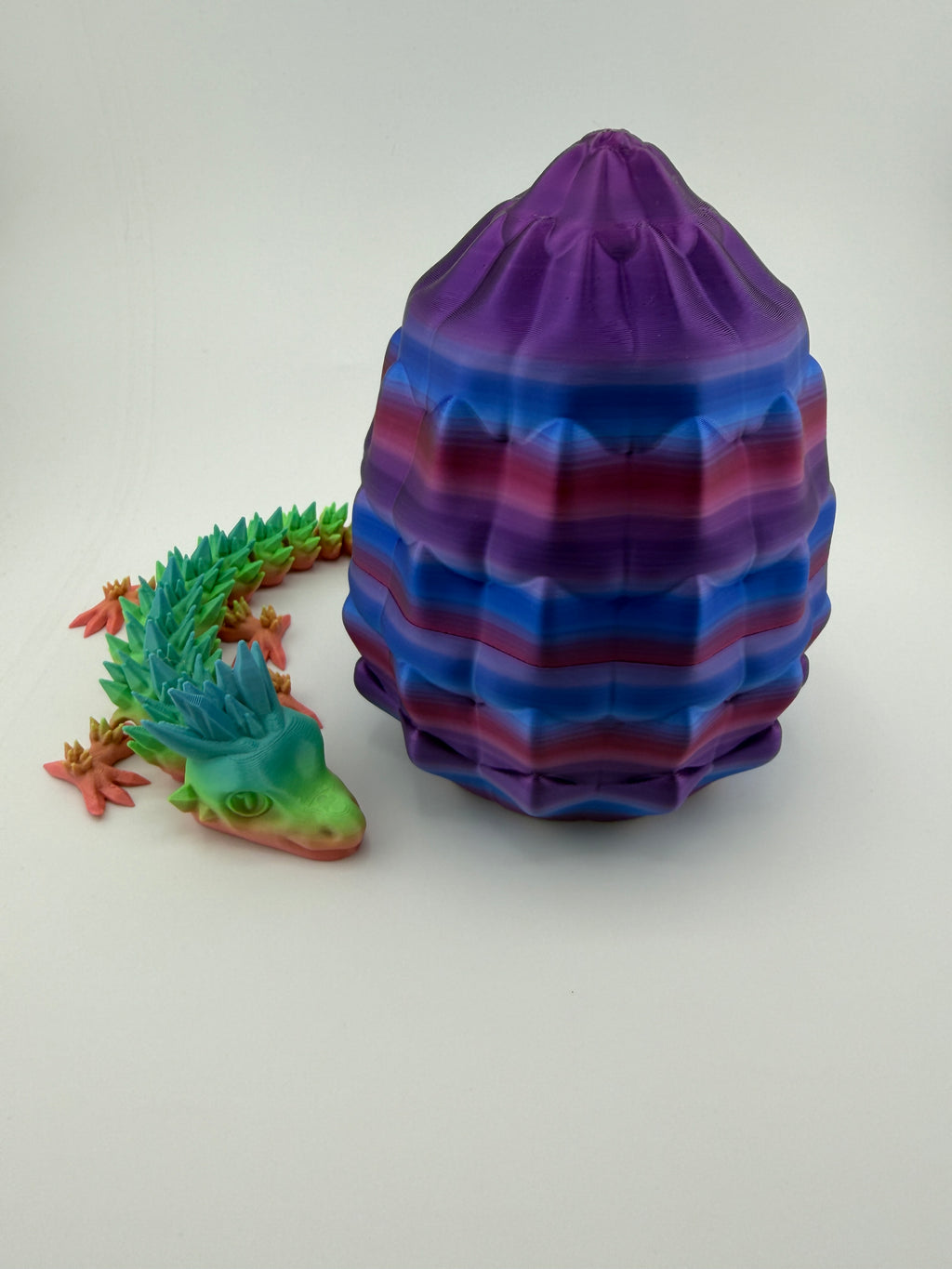 Large Rainbow Dragon Egg with 8" Dragon