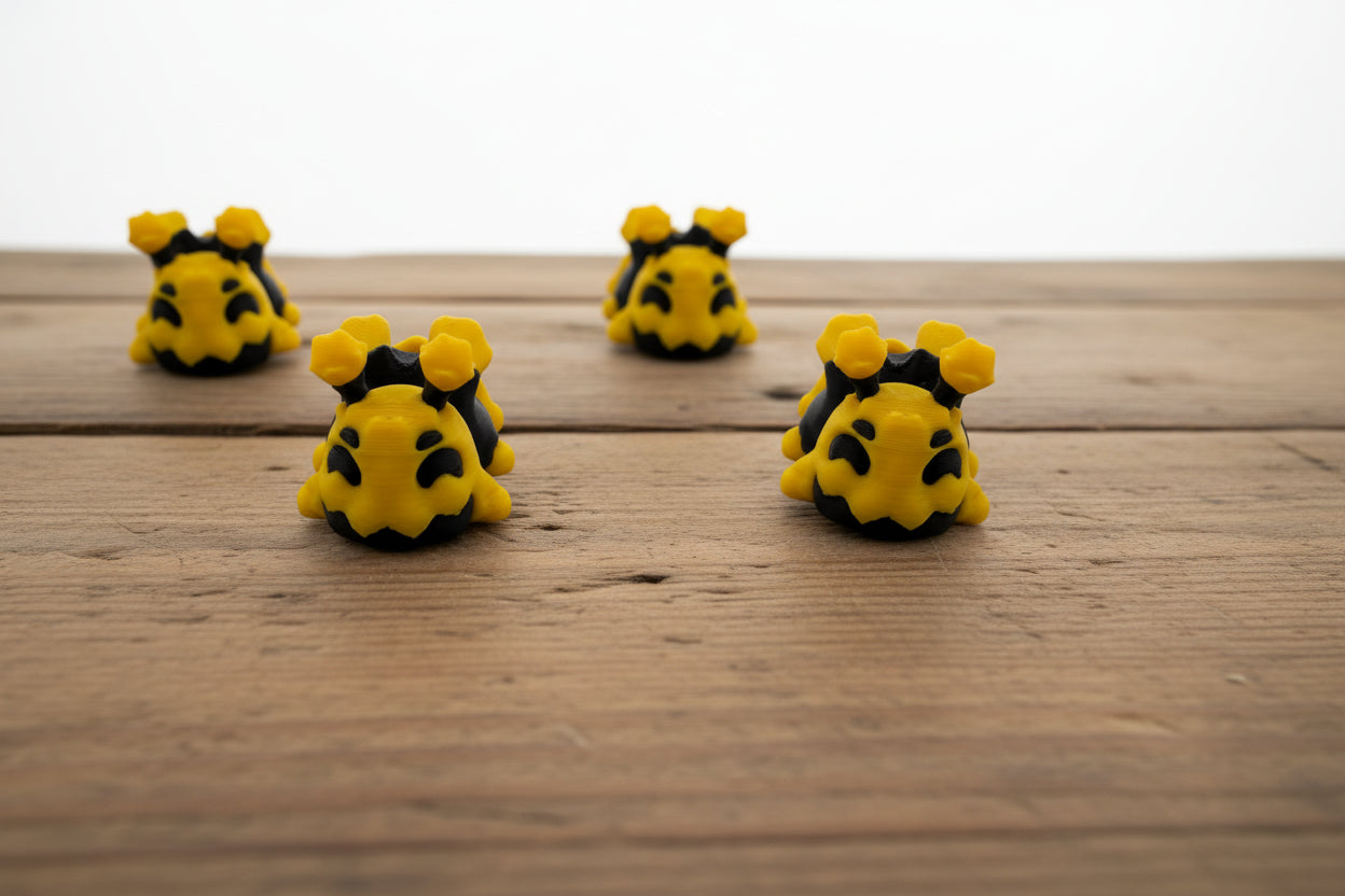 3D Mini Bees on a farm table