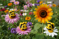 3D printed mini bees on flowers