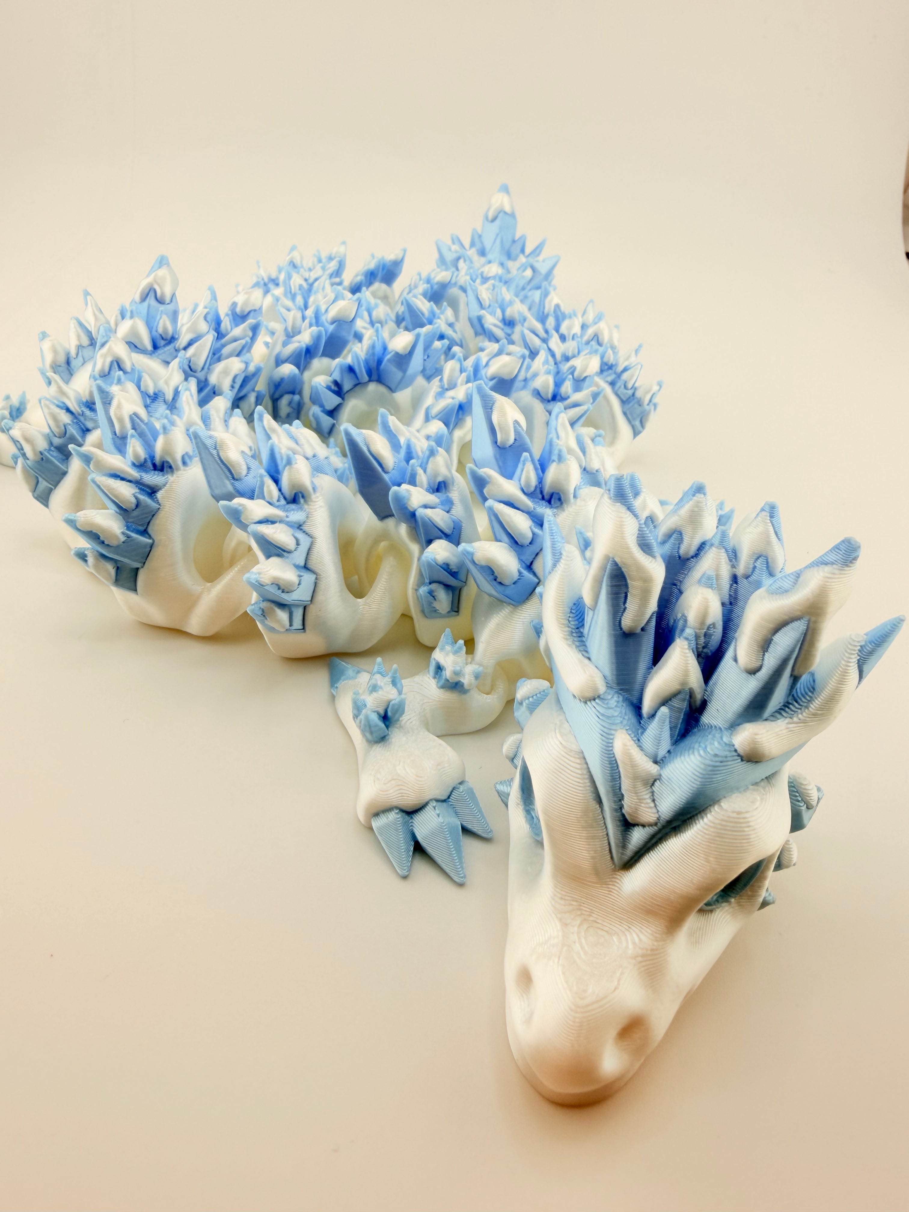 Snowy Crystal Dragon – 25” Articulated Dragon