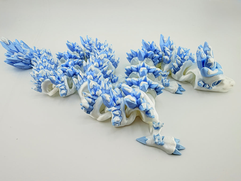 Snowy Crystal Dragon – 25” Articulated Dragon