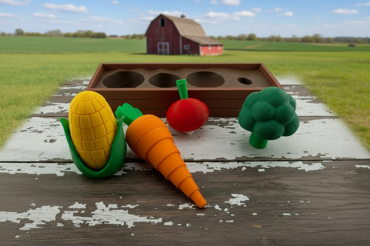 3D printed toy vegetables