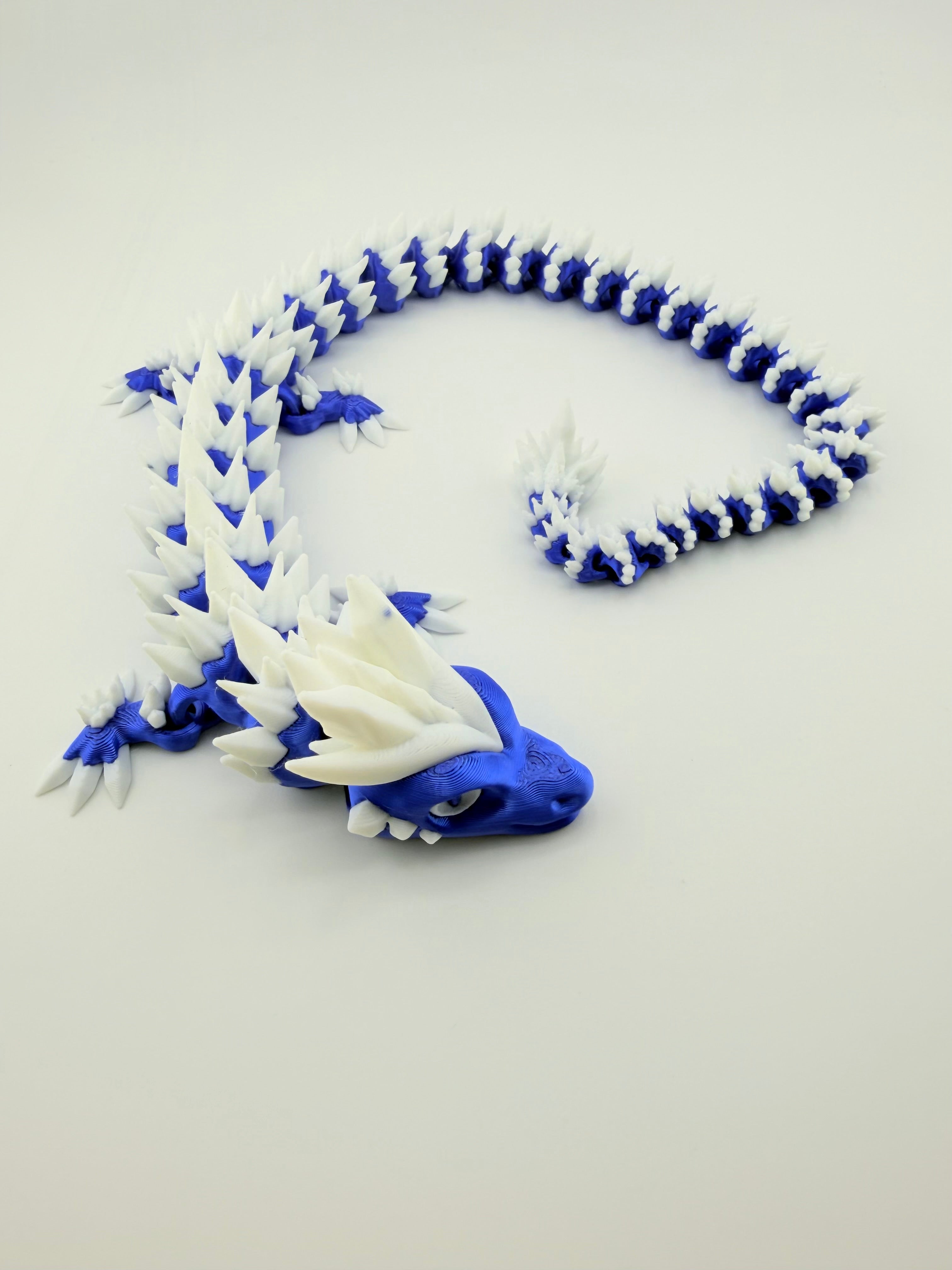 Crystal Dragon – Blue Body with White Crystals-18” Articulated Dragon